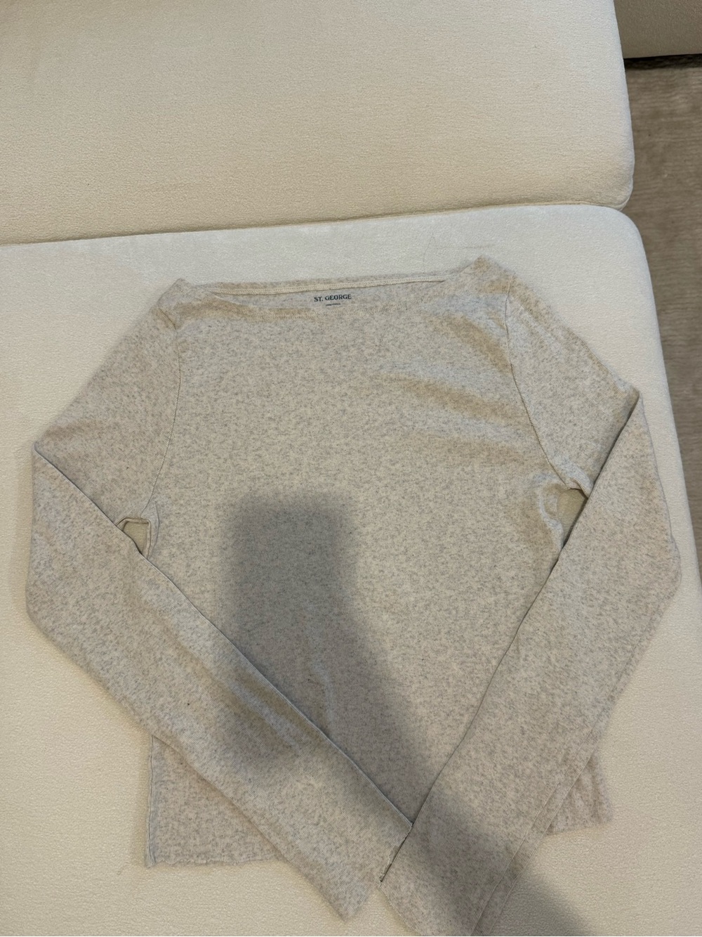 St George Women's Boatneck Heathered Light Gray Sweater